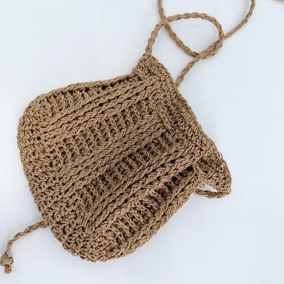 Straw Raffia Shoulder Drawstring Crossbody Hand Bag - Picture 3 of 4